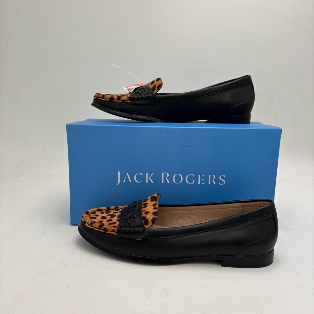 NEW Jack Rogers Women’s 6 Brown Leopard Print Calf Hair Leather Remy Loafers